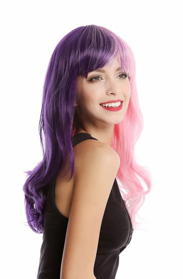 wig-me-up-gf-w2301-damenper-cke-lila-pink-halb-lila-halb-rosa-lockig-55-cm image 1