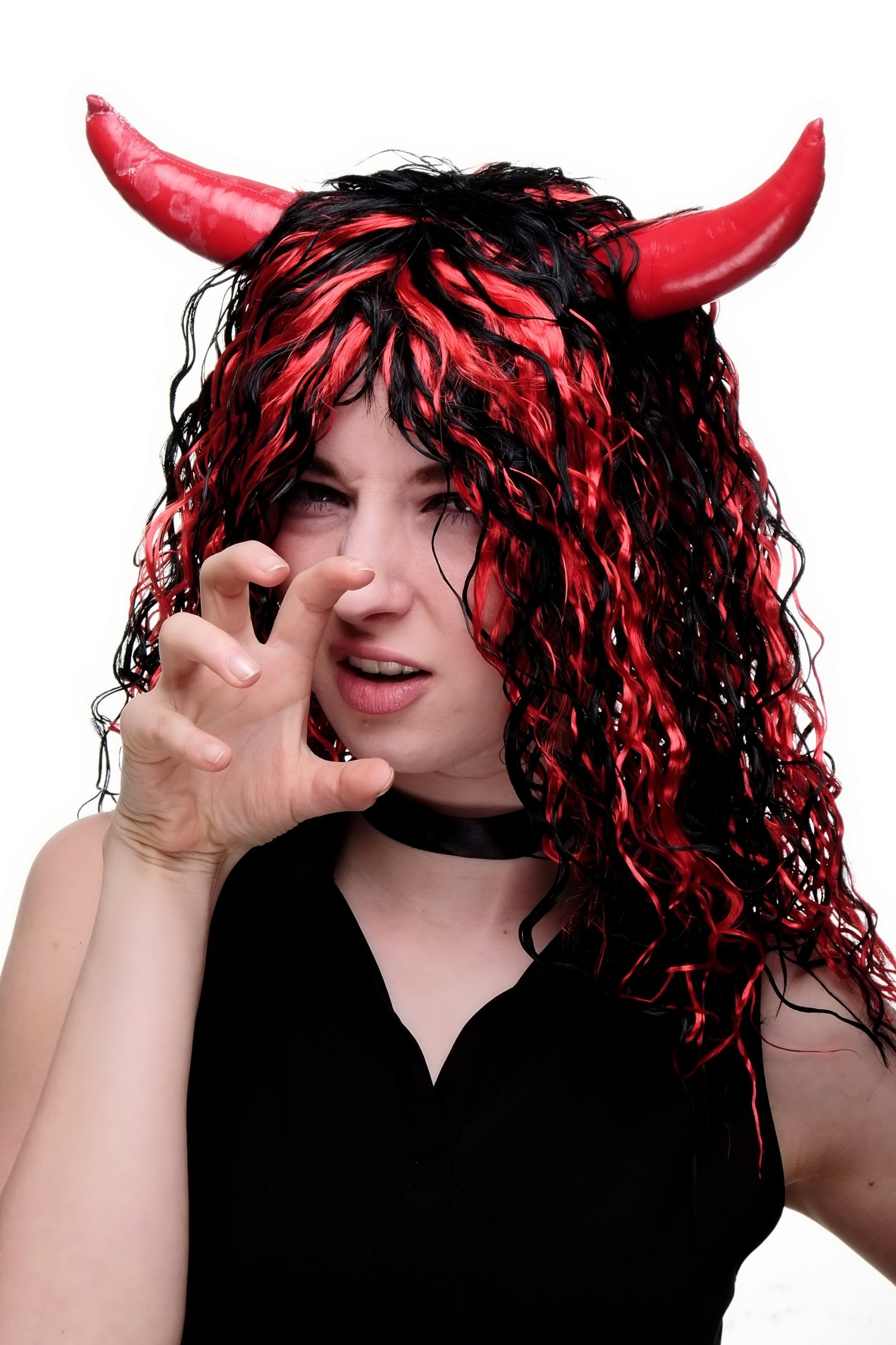 wig-me-up-4044-p103-13-teufelin-per-cke-lang-lockig-rot-schwarz-mit-h-rnern image 1