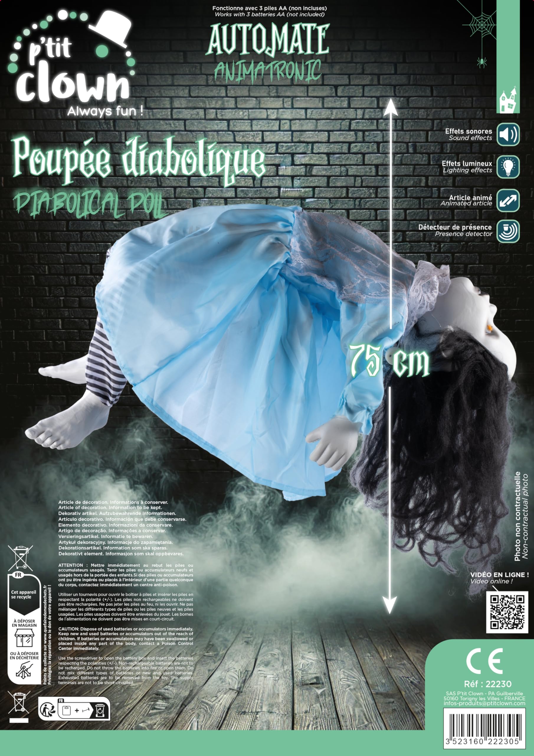 ptit-clown-halloween-h-ngepuppe-teuflisch-75-cm-mit-sound-und-licht image 2
