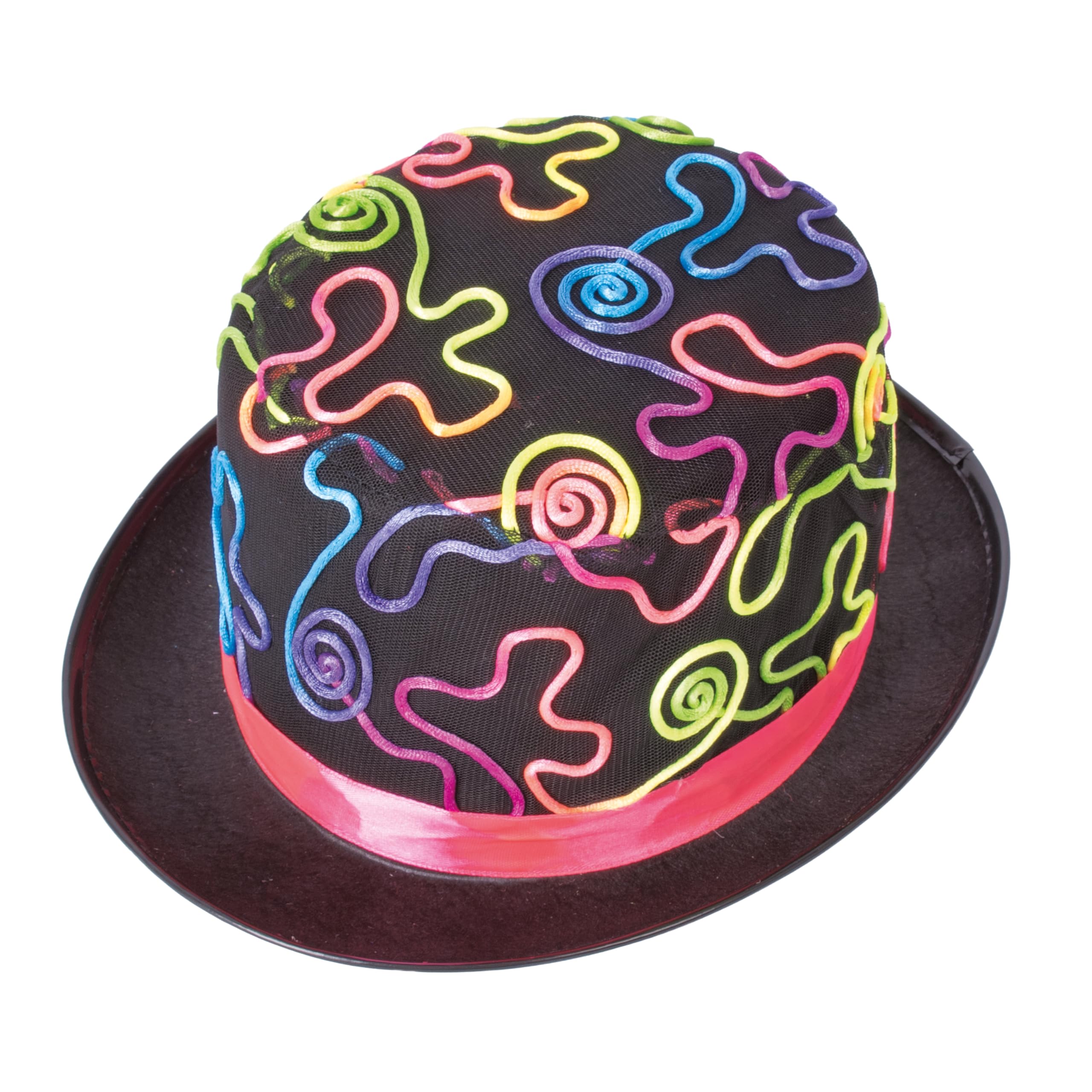 p-tit-clown-46503-zylinder-filz-schwarz-mit-neon-kordel-erwachsene image 3