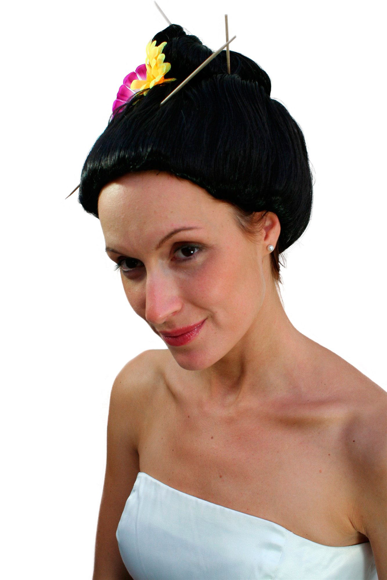 wig-me-up-geisha-per-cke-schwarz-mit-blumen-und-st-bchen image 1