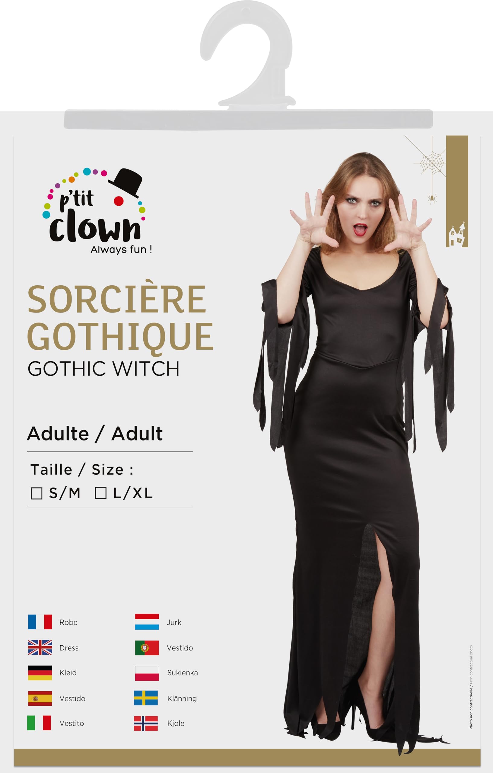 ptit-clown-gothic-hexe-kost-m-damen-lang-schwarz image 4