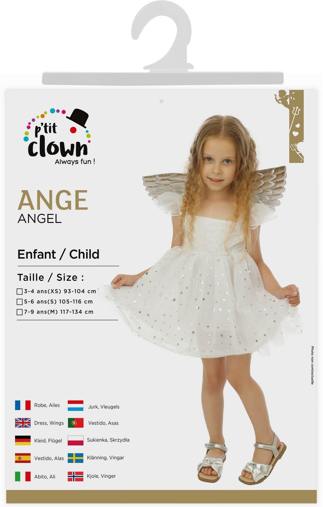ptit-clown-engelskost-m-m-dchen-wei-silber-kleid-mit-fl-geln image 5