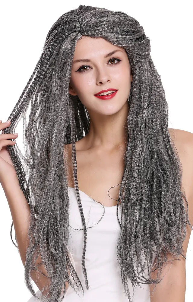 wig-me-up-09428-za103-za68a-party-per-cke-lang-krepplocken-schwarz-grau-mix image 1