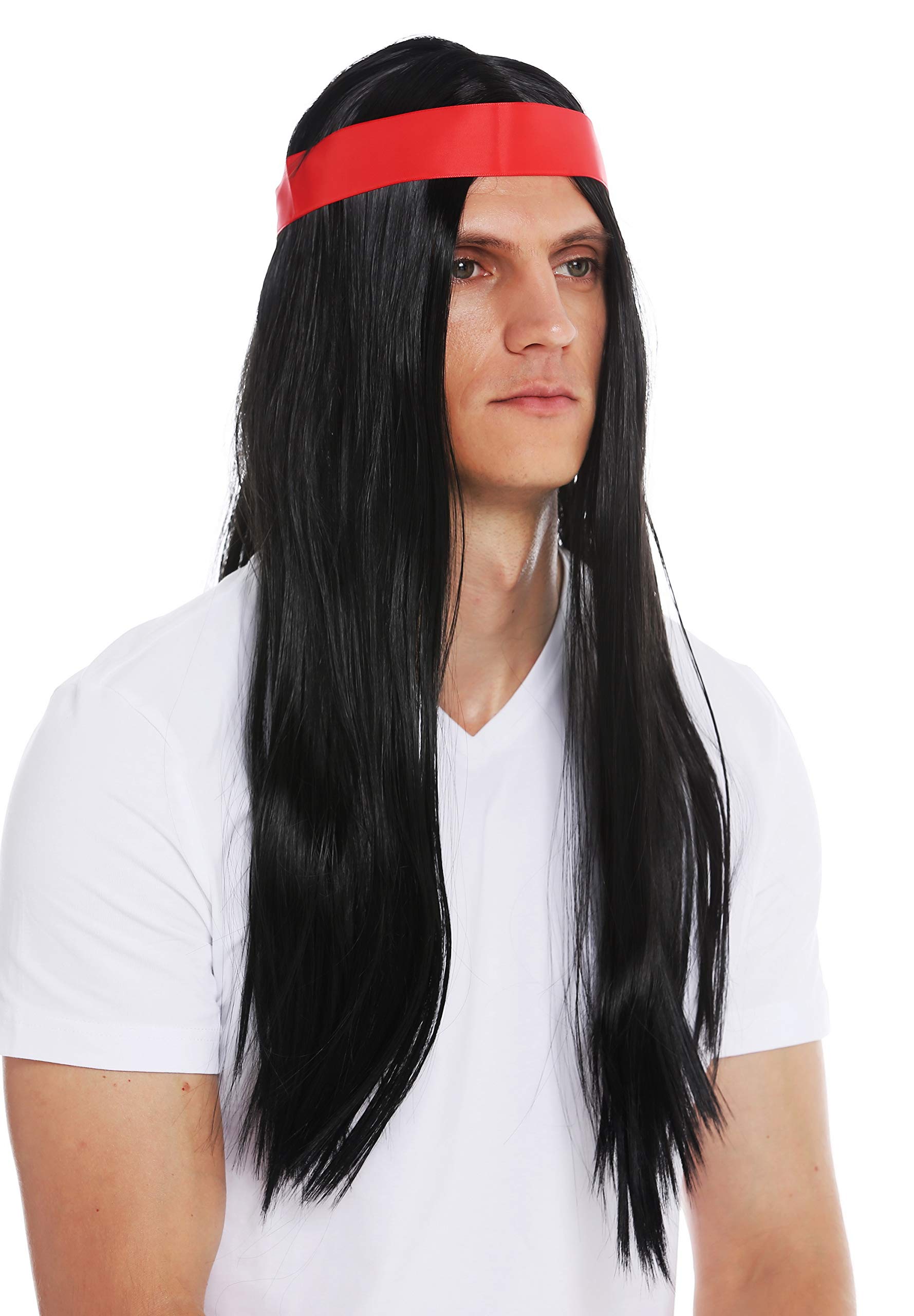 wig-me-up-7093-p103-unisex-per-cke-hippie-indianer-schwarz-60-cm-mit-stirnband image 1