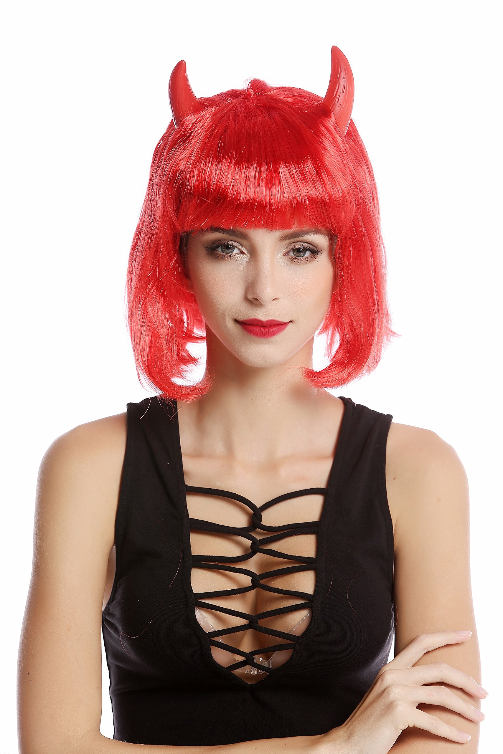 wig-me-up-91421-za13-damenper-cke-karneval-halloween-teufelin-roter-bob-kurz-mit image 2