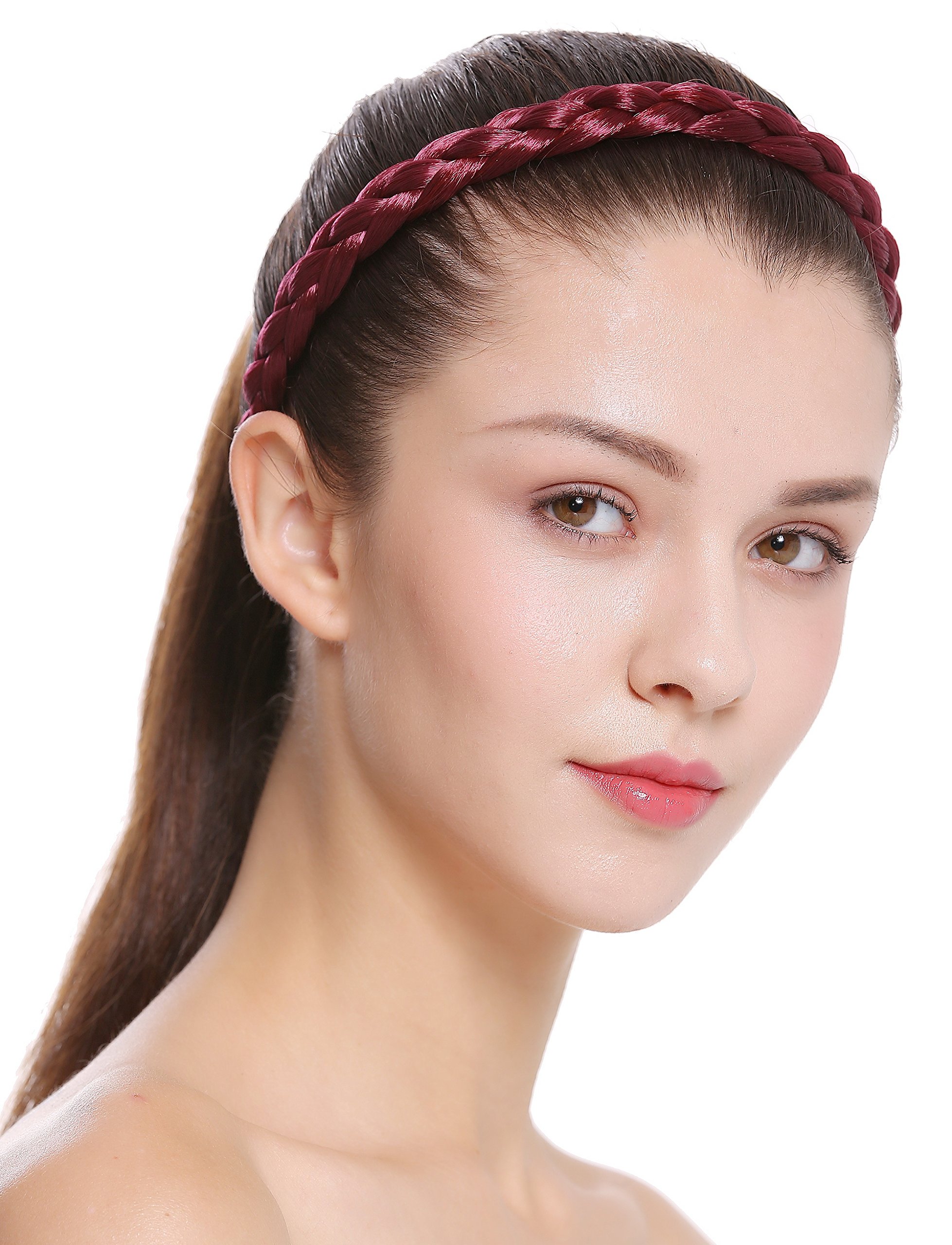 wig-me-up-cxt-006-120-haarband-haarreif-geflochten-2-cm-granatrot image 1