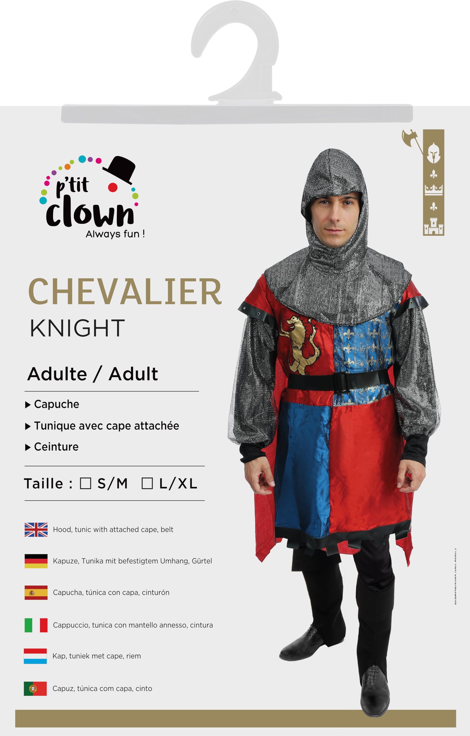 p-tit-clown-ritterkost-m-herren-mittelalter-rot-blau-polyester image 6