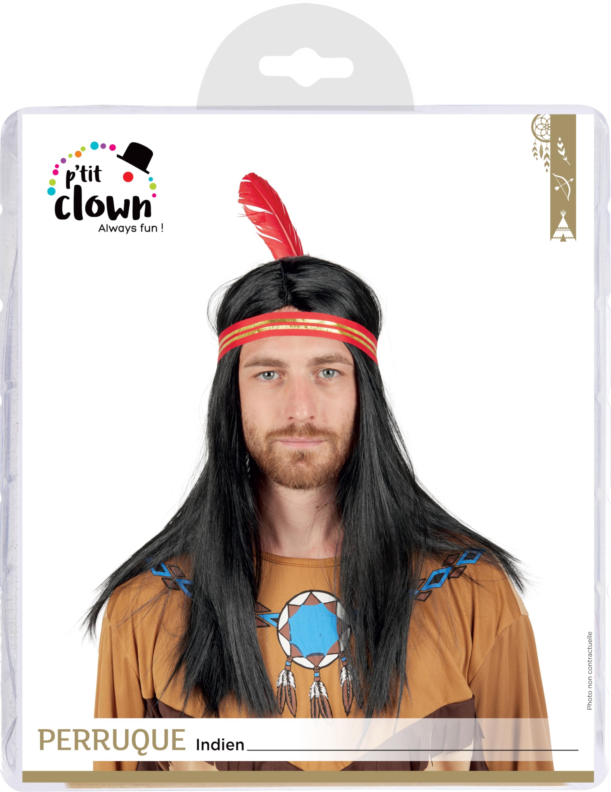 ptit-clown-indianer-per-cke-mit-federstirnband-kunsthaar-per-cke-erwachsene image 2