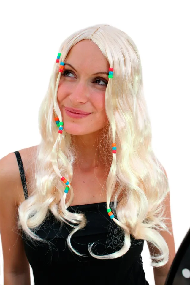 wig-me-up-lm-158-p88-woodstock-hippie-per-cke-blond-lang-mit-perlen image 1