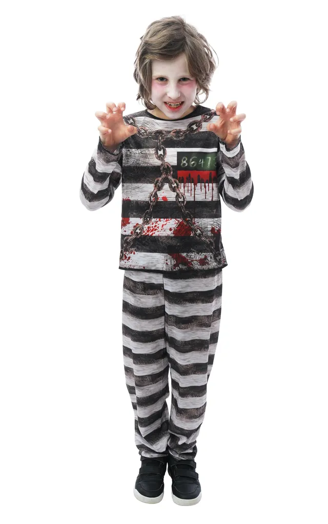 p-tit-clown-gefangenenkost-m-f-r-kinder-jumpsuit-schwarz-wei-halloween image 1
