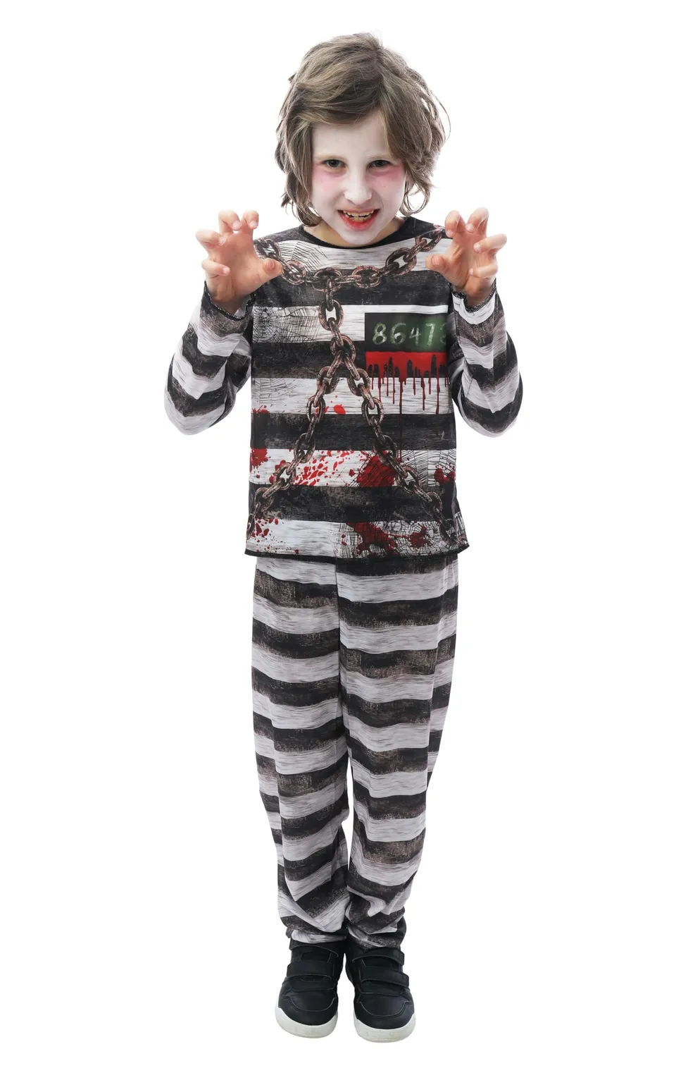 p-tit-clown-gefangenenkost-m-f-r-kinder-jumpsuit-schwarz-wei-halloween image 1