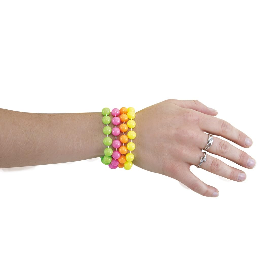 ptit-clown-armband-set-4x-kunststoff-perlen-10-mm-gelb-gr-n-rosa-orange image 1
