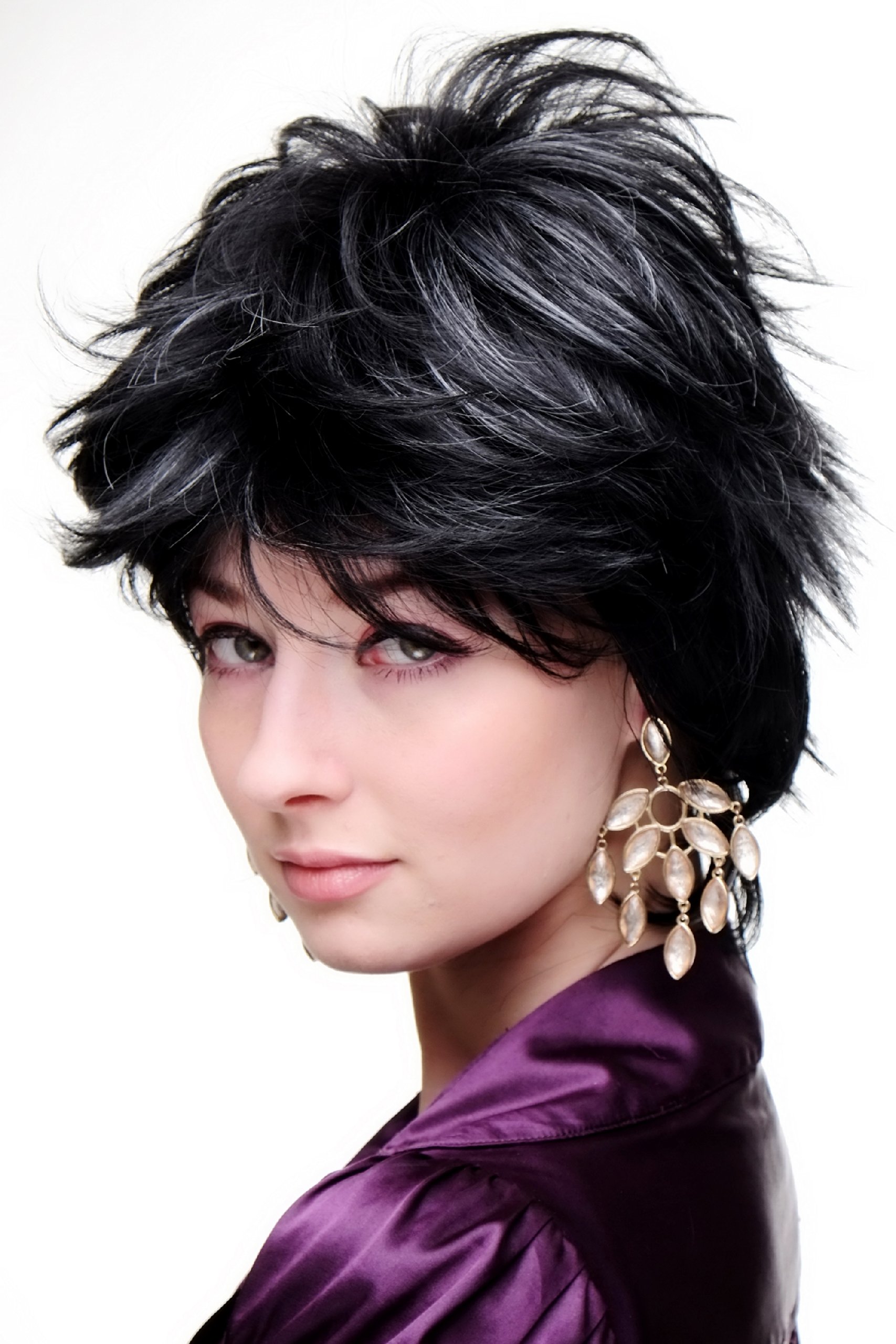 wig-me-up-sa069-1bh1001-cosplay-per-cke-kurz-wild-platin-wei-auf-schwarz-30-cm image 3
