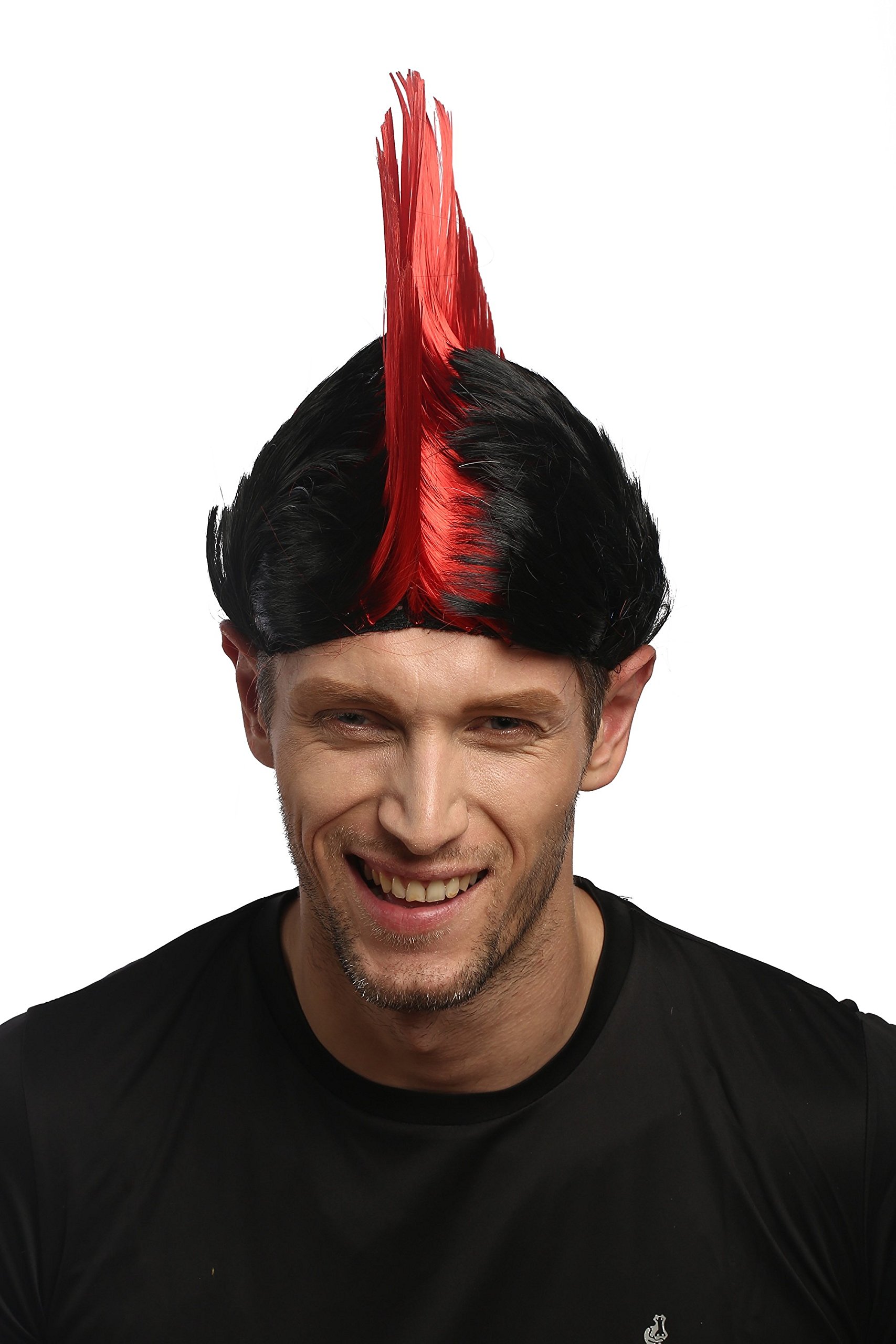 wig-me-up-xr-012-irokesen-per-cke-mohawk-punk-rot-schwarz-ca-27-cm image 2