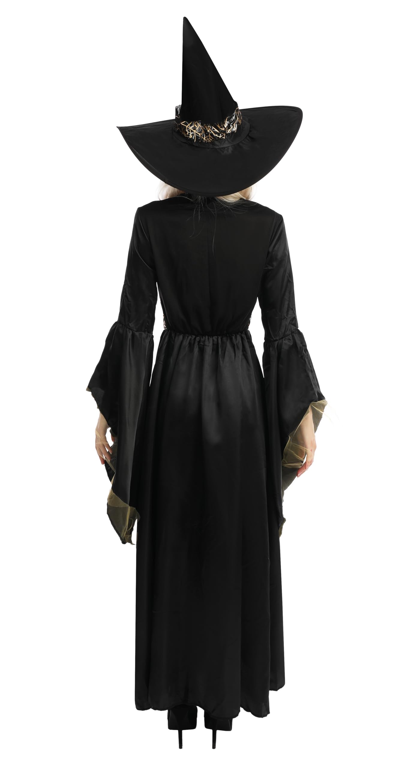 ptit-clown-hexenkost-m-damen-mittelalter-schwarz-gold-mit-hut image 3
