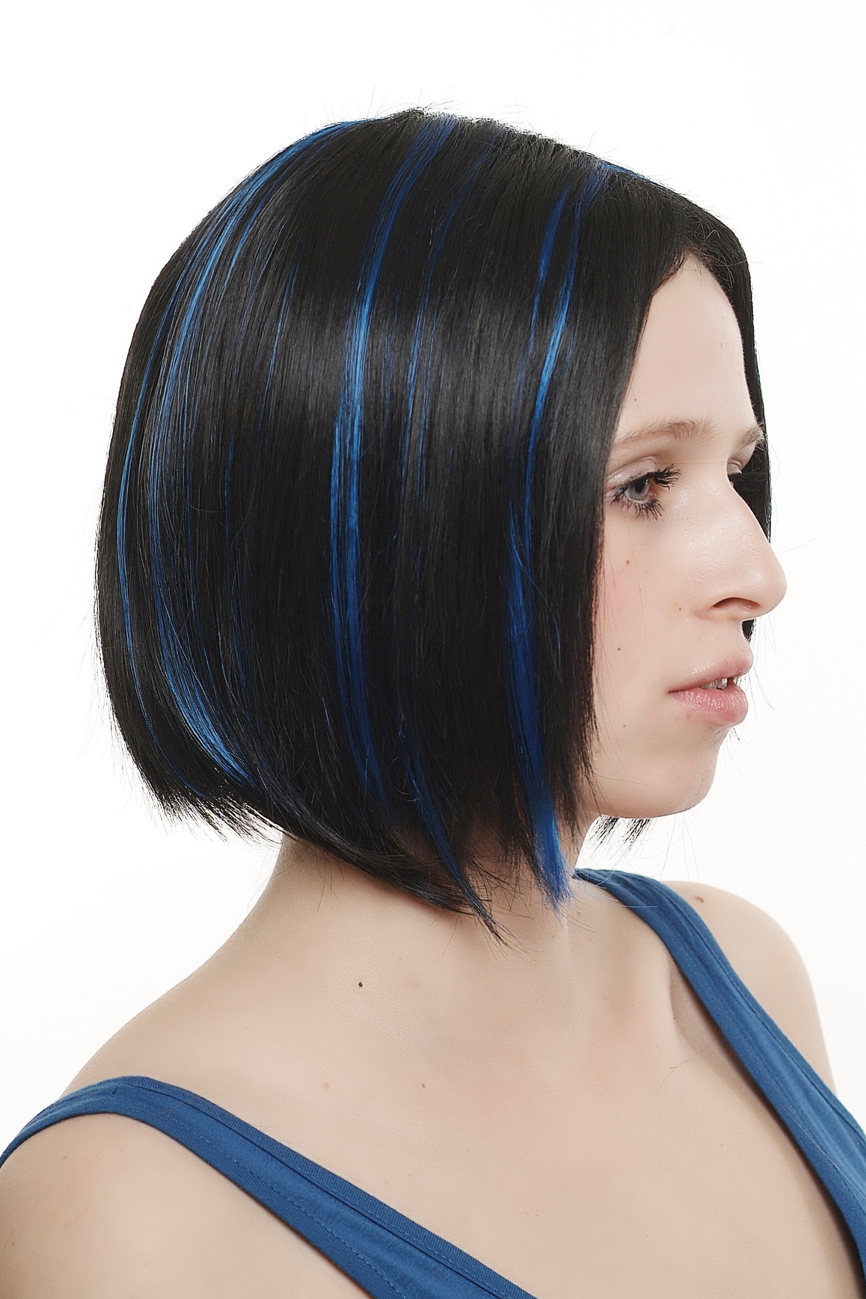 wig-me-up-kurzhaarper-cke-sa048-2b061-schwarz-mit-blauen-str-hnen-bob-30-cm image 2