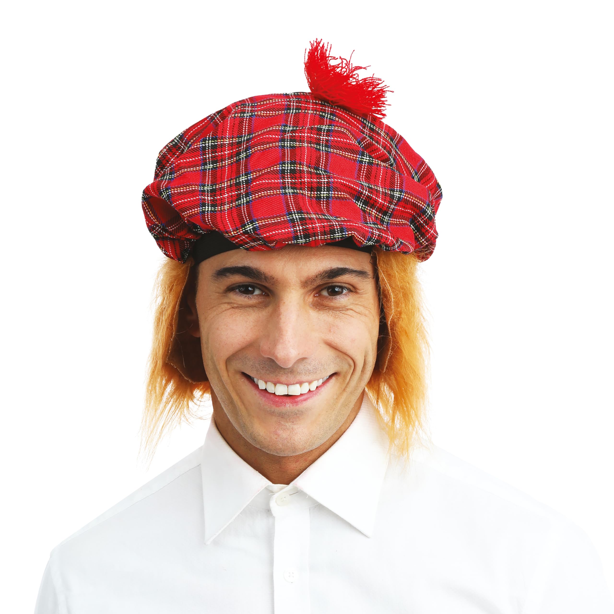 ptit-clown-77310-barett-schotten-erwachsene-mit-haar-rot-kariert image 1