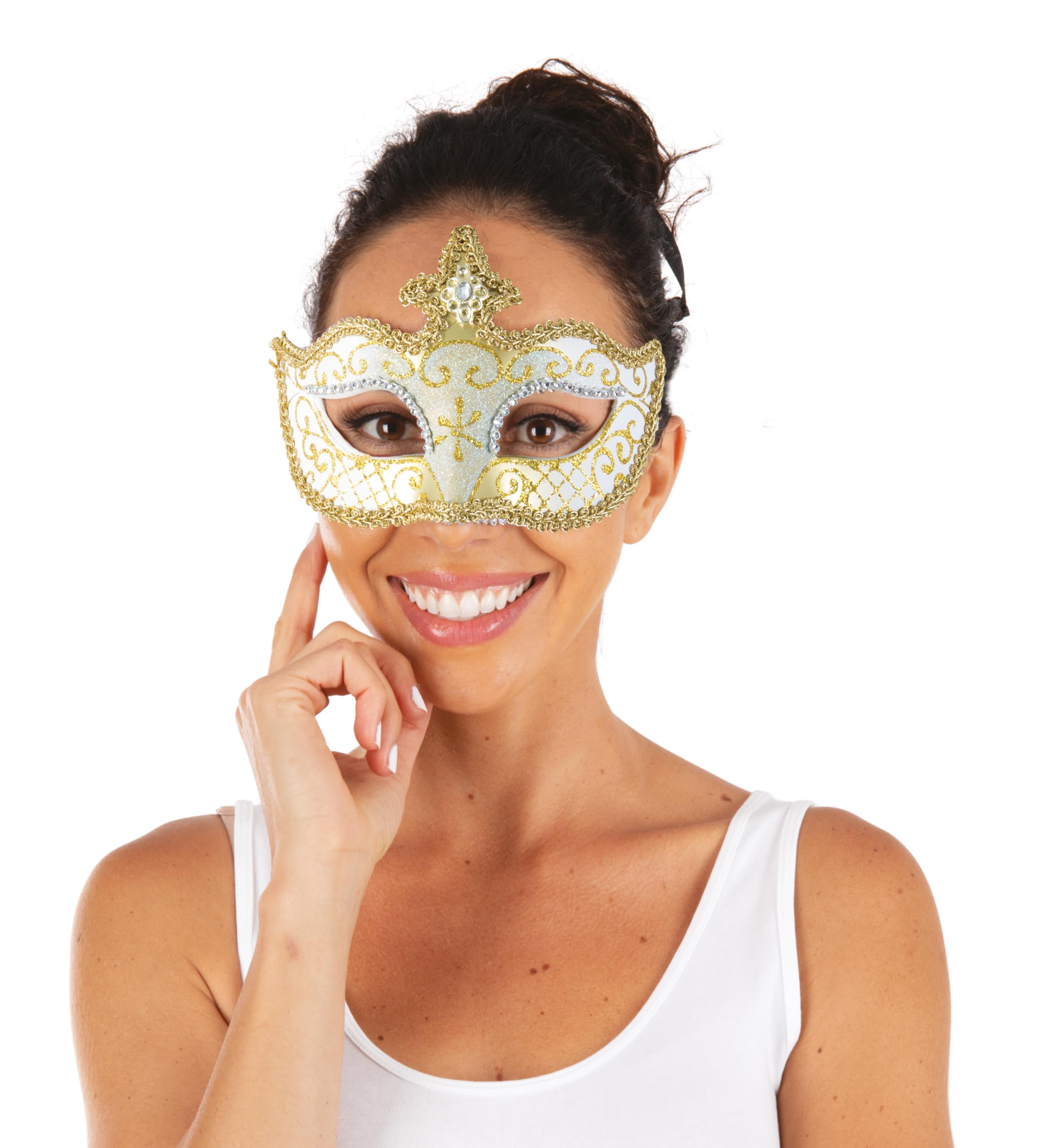 p-tit-clown-venezianische-maske-wolf-wei-kunststoff-halbmaske image 2