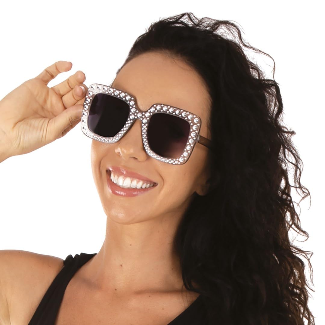 ptit-clown-disco-brille-silber-strass-sonnenbrille-einheitsgr-e image 5