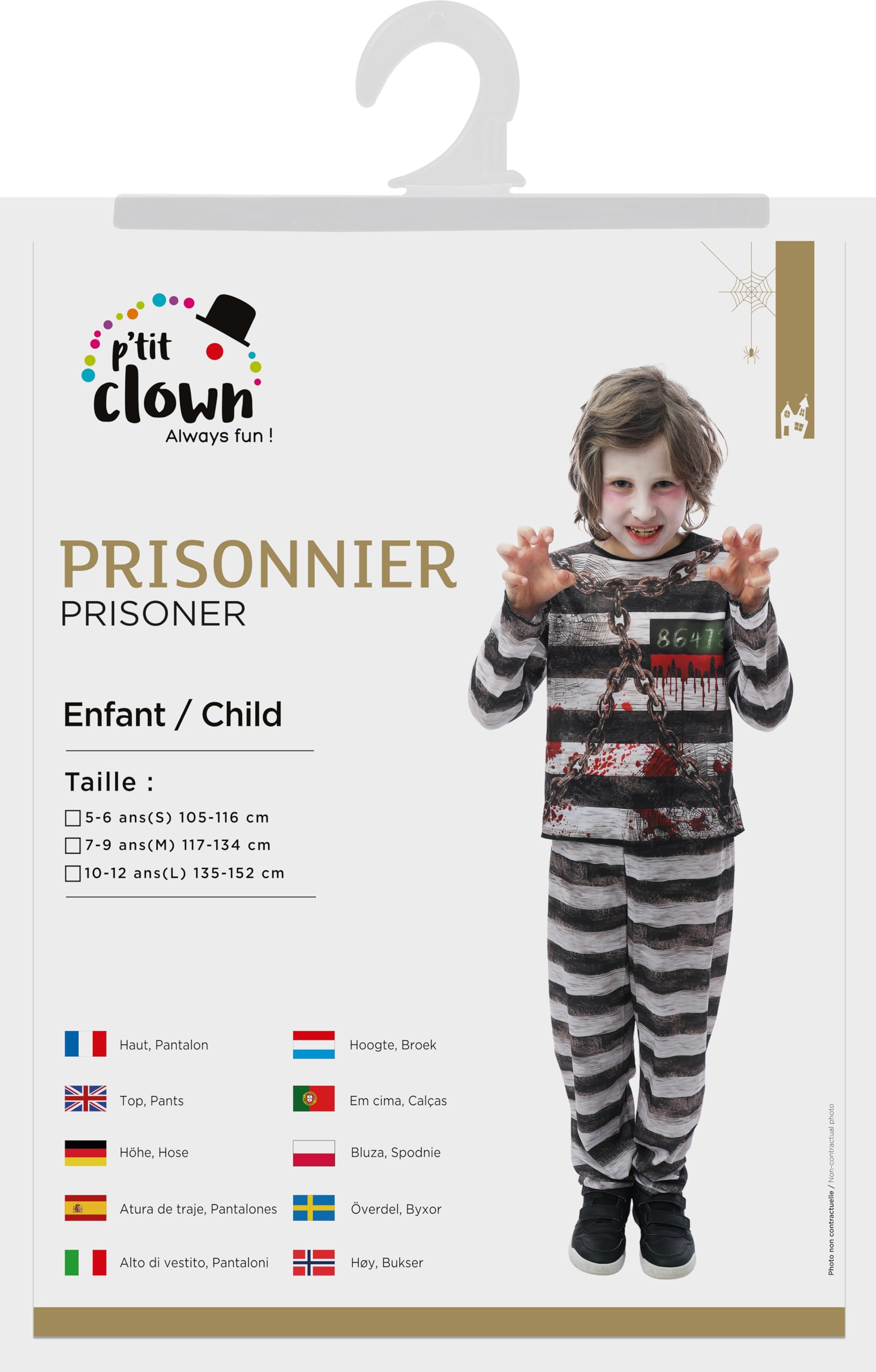 p-tit-clown-gefangenenkost-m-f-r-kinder-jumpsuit-schwarz-wei-halloween image 5