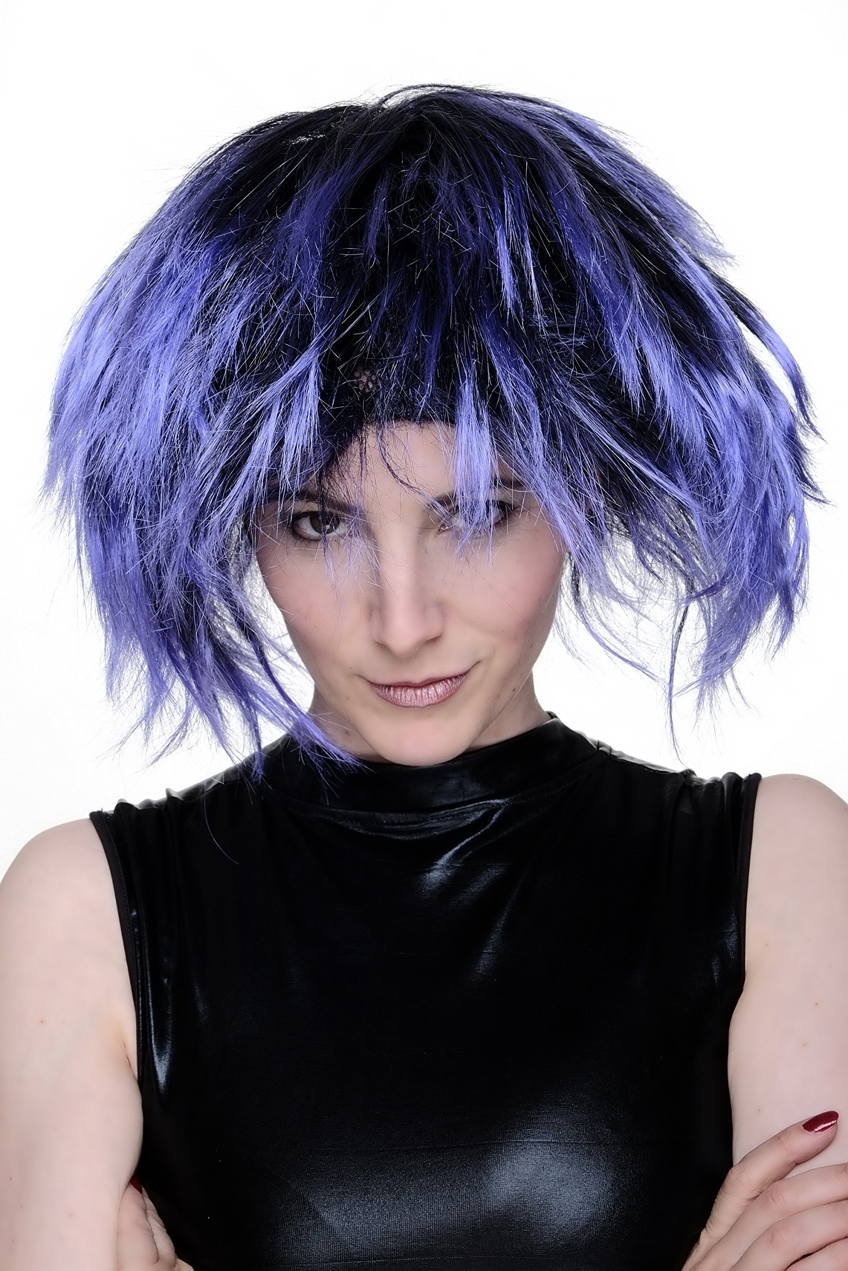 wig-me-up-punk-per-cke-blau-schwarz-80er-disco-party-per-cke image 1