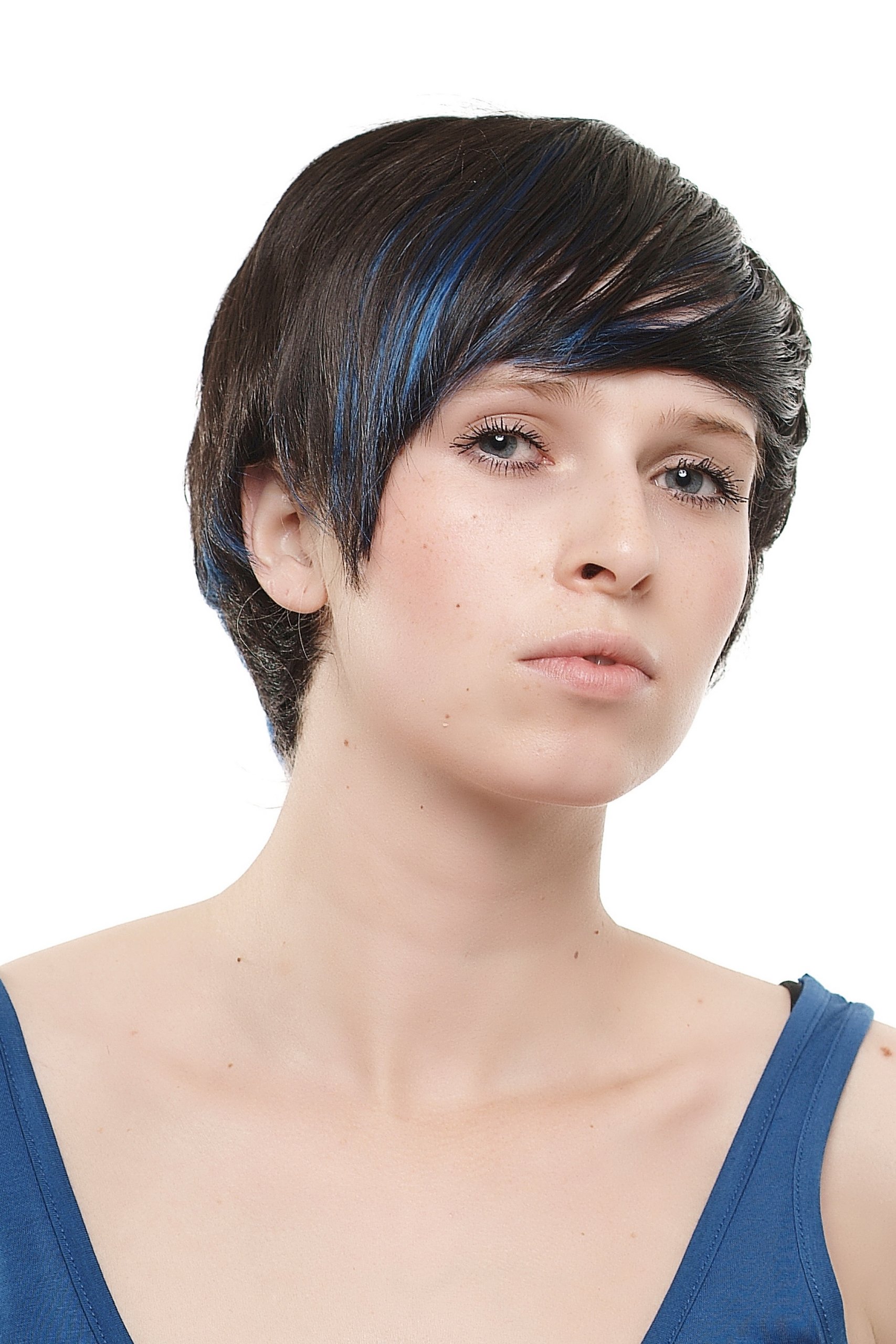 wig-me-up-sa019-4bb061-damen-bob-per-cke-dunkelbraun-mit-blauen-str-hnen image 2