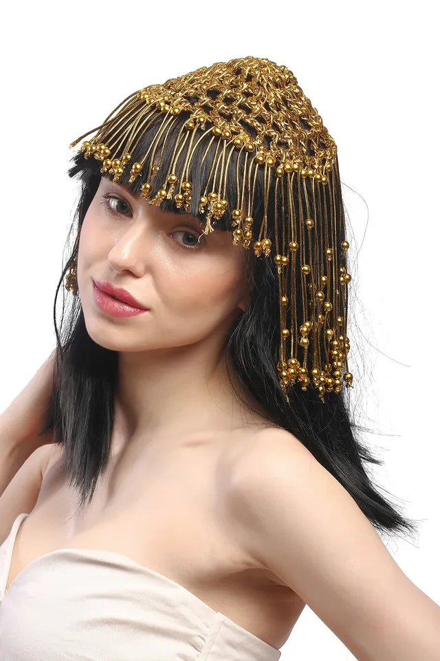 wig-me-up-60264-p103-damen-per-cke-cleopatra-schwarz-45-cm-mit-gold-haarnetz image 1