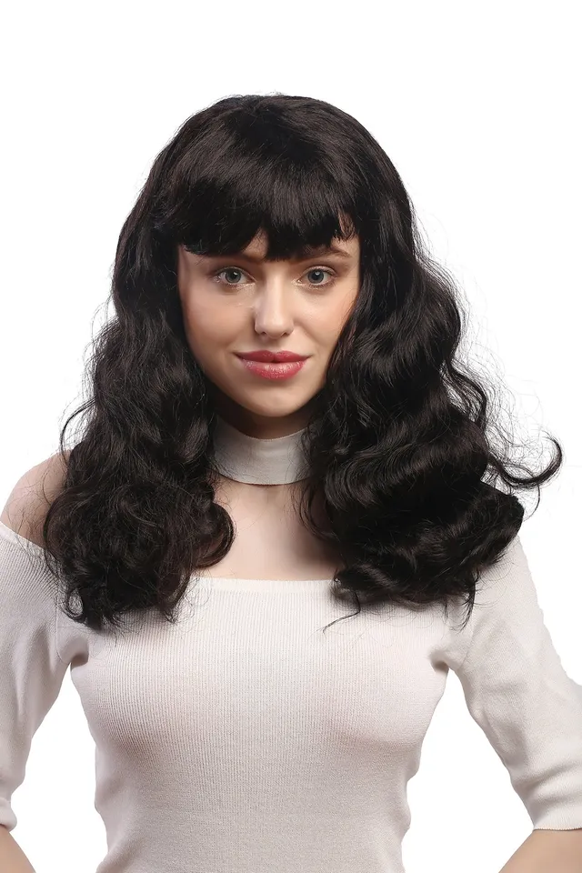 wig-me-up-per-cke-90942-za1-damen-lang-wellig-braun-mit-pony-50er-pin-up image 1