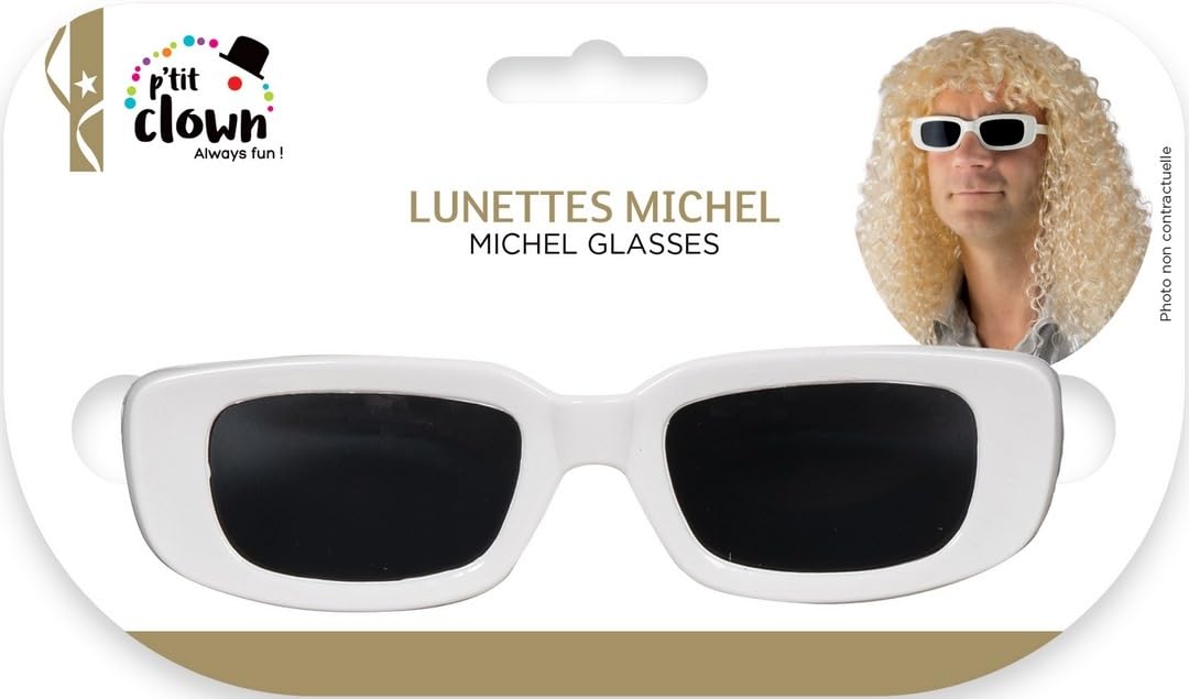 ptit-clown-michel-p-kost-mbrille-rechteckig-wei-retro-70er image 7
