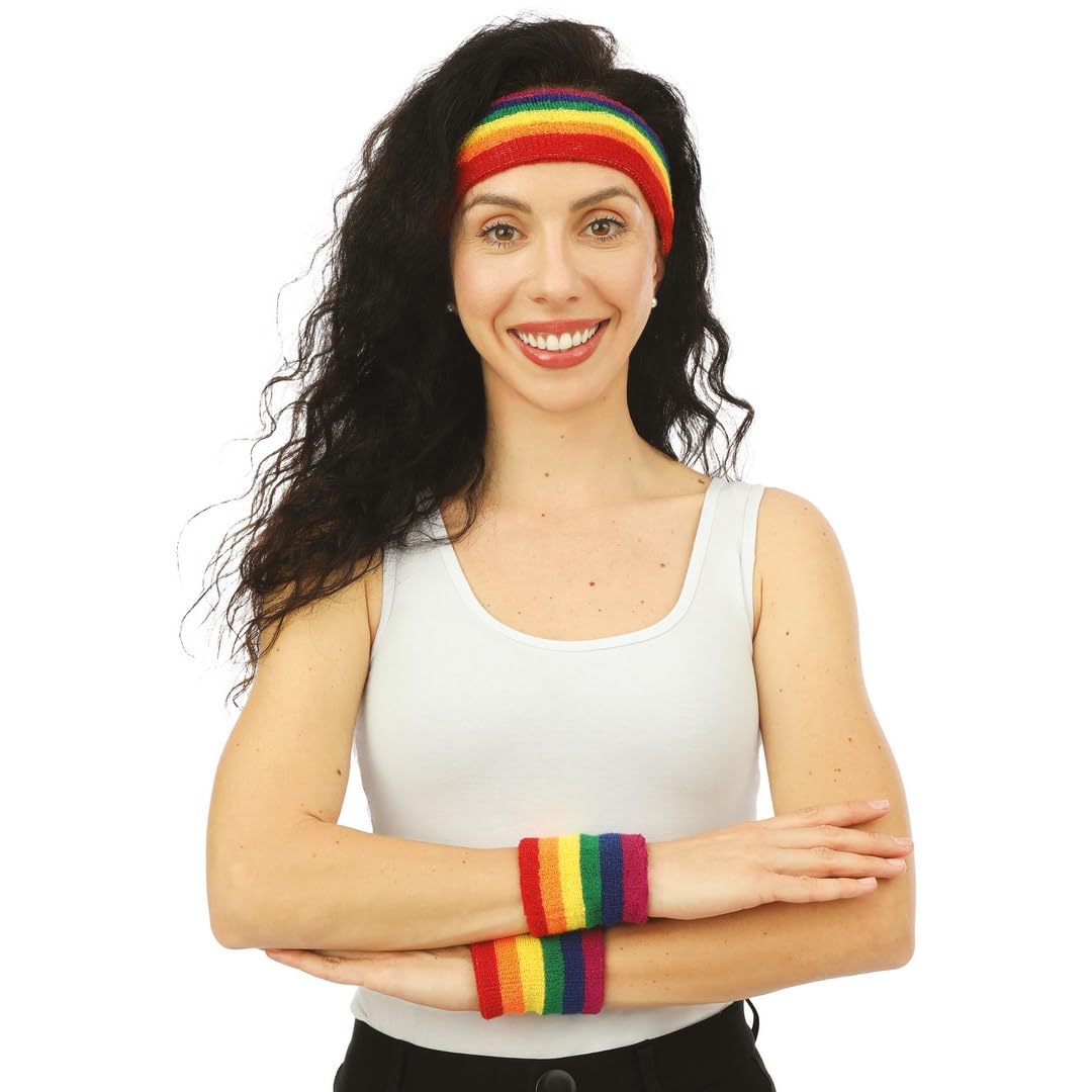 ptit-clown-stirnband-und-manschetten-set-frottee-regenbogen image 1