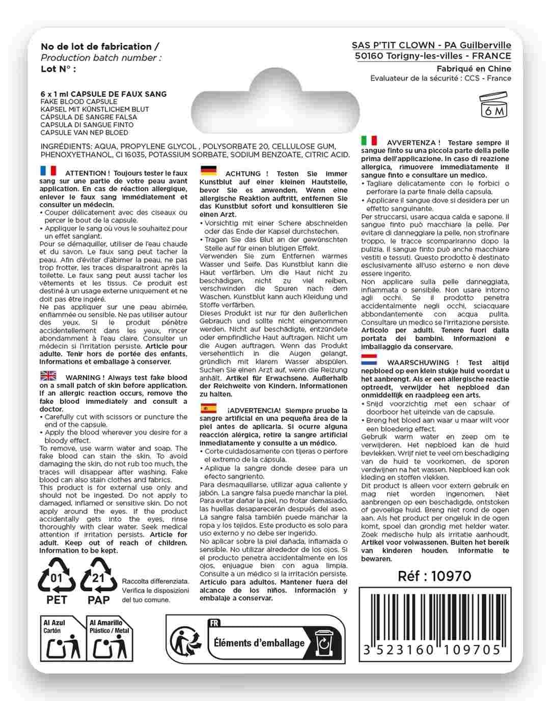 ptit-clown-10970-kunstblut-kapseln-rot-6er-blister-erwachsene image 2