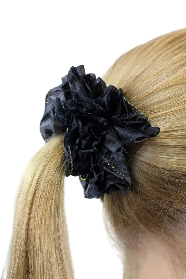 wig-me-up-z004-scrunchy-haargummi-schwarz-polyester-elastisch image 1