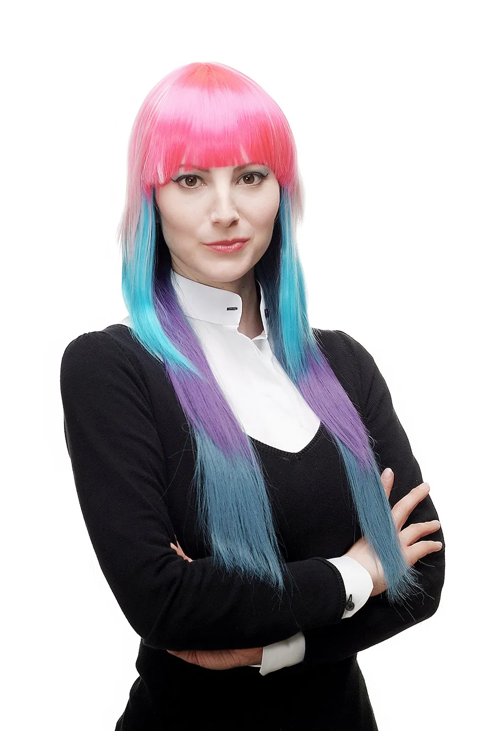 wig-me-up-h9014-damenper-cke-lang-bunt-neon-pink-blau-wei-glatt-mit-pony image 1