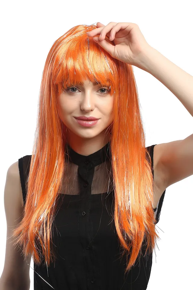 wig-me-up-xr-003-pc24-party-per-cke-damen-lang-glatt-pony-orange-glitter-55-cm image 1