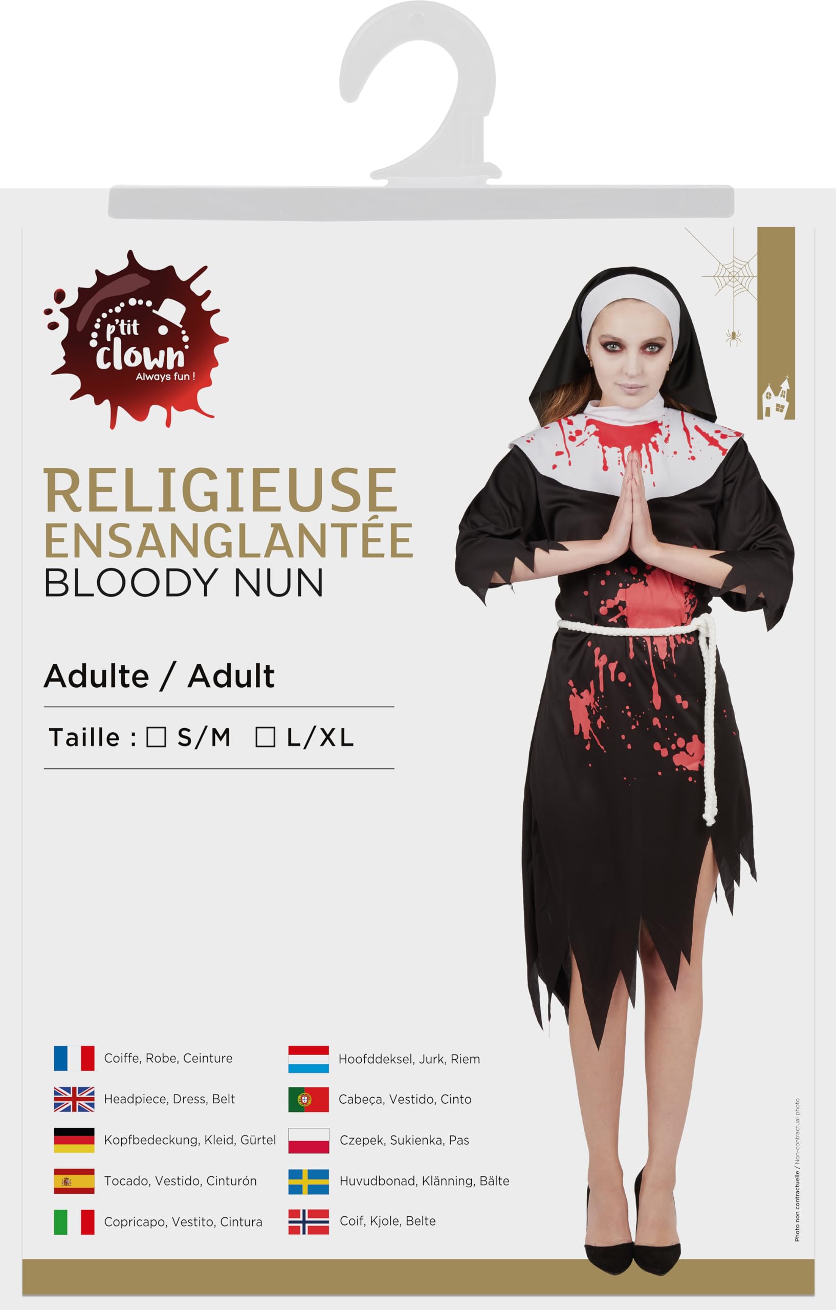 ptit-clown-blutiges-nonne-kost-m-erwachsene-kleid-kopfbedeckung-g-rtel image 5