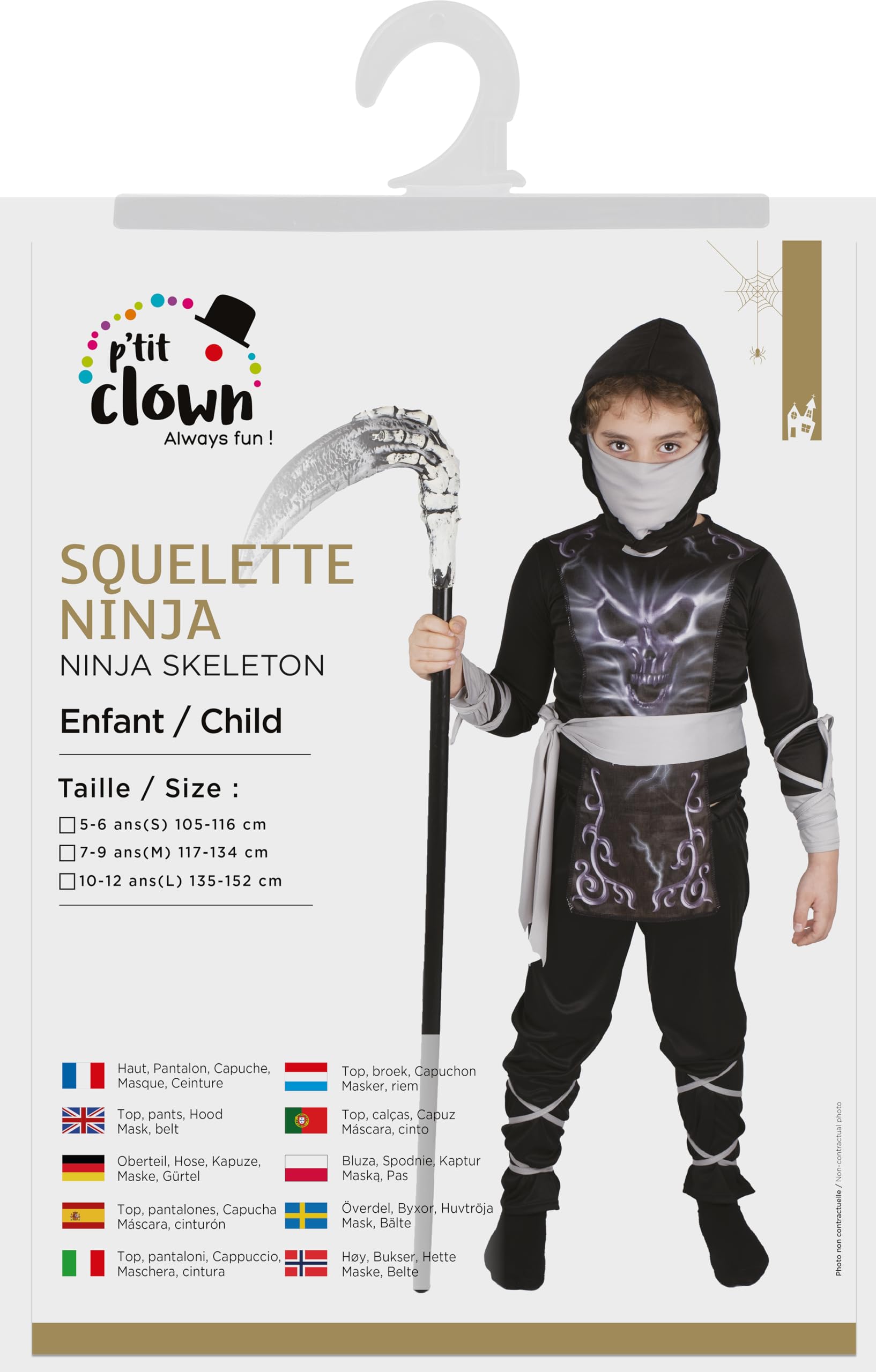 p-tit-clown-ninja-skelett-kinderkost-m-mit-maske-und-g-rtel image 5
