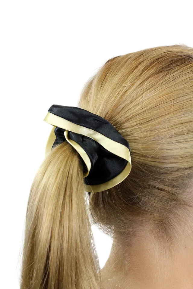 wig-me-up-z021-haarband-scrunchy-elastisch-schwarz-mit-goldenem-rand image 1