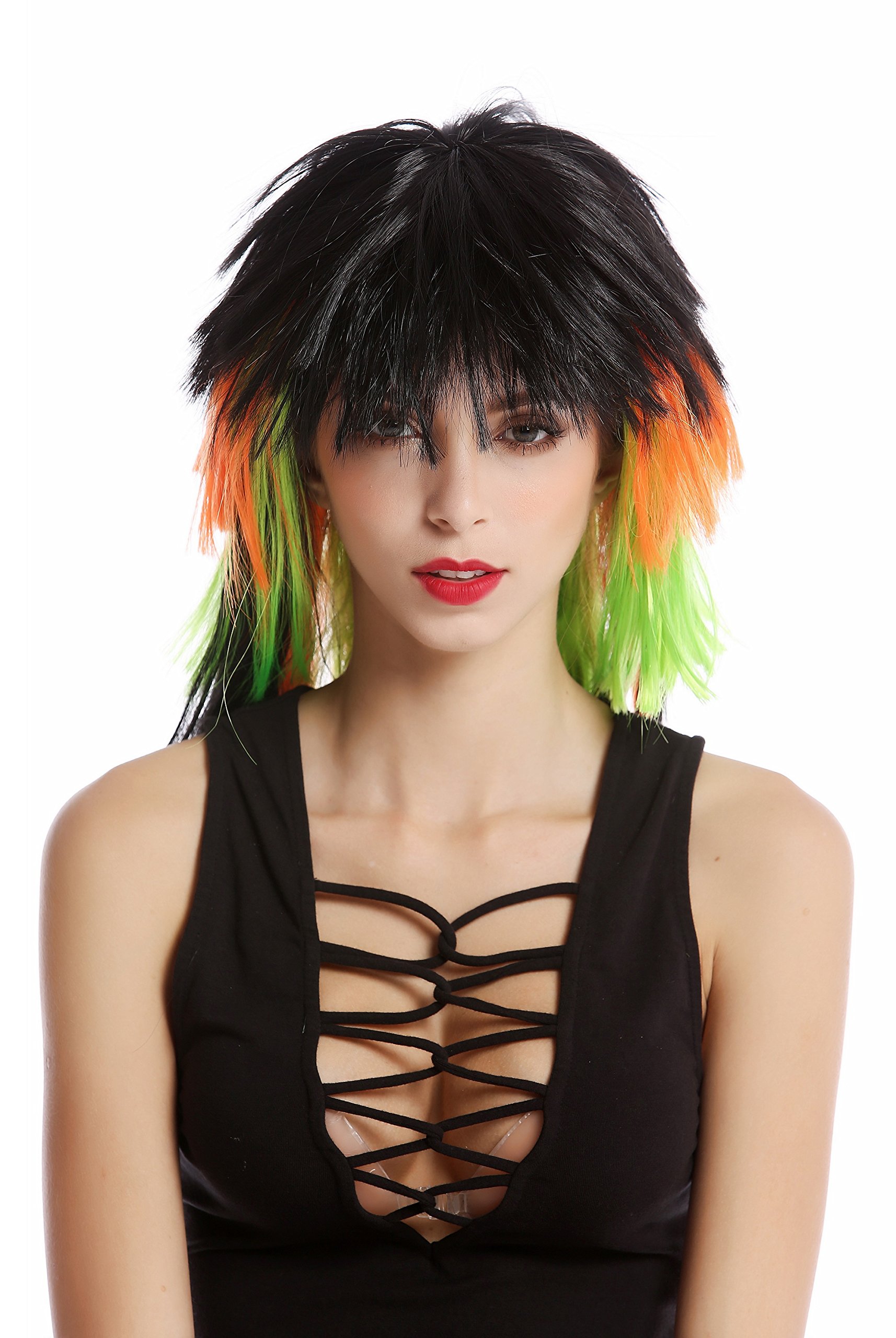 wig-me-up-90706-fan-per-cke-vokuhila-schwarz-neonorange-neongr-n-55-cm image 2
