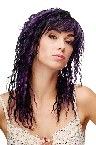 wig-me-up-81119-damenper-cke-lang-krepplocken-wetlook-schwarz-lila image 5