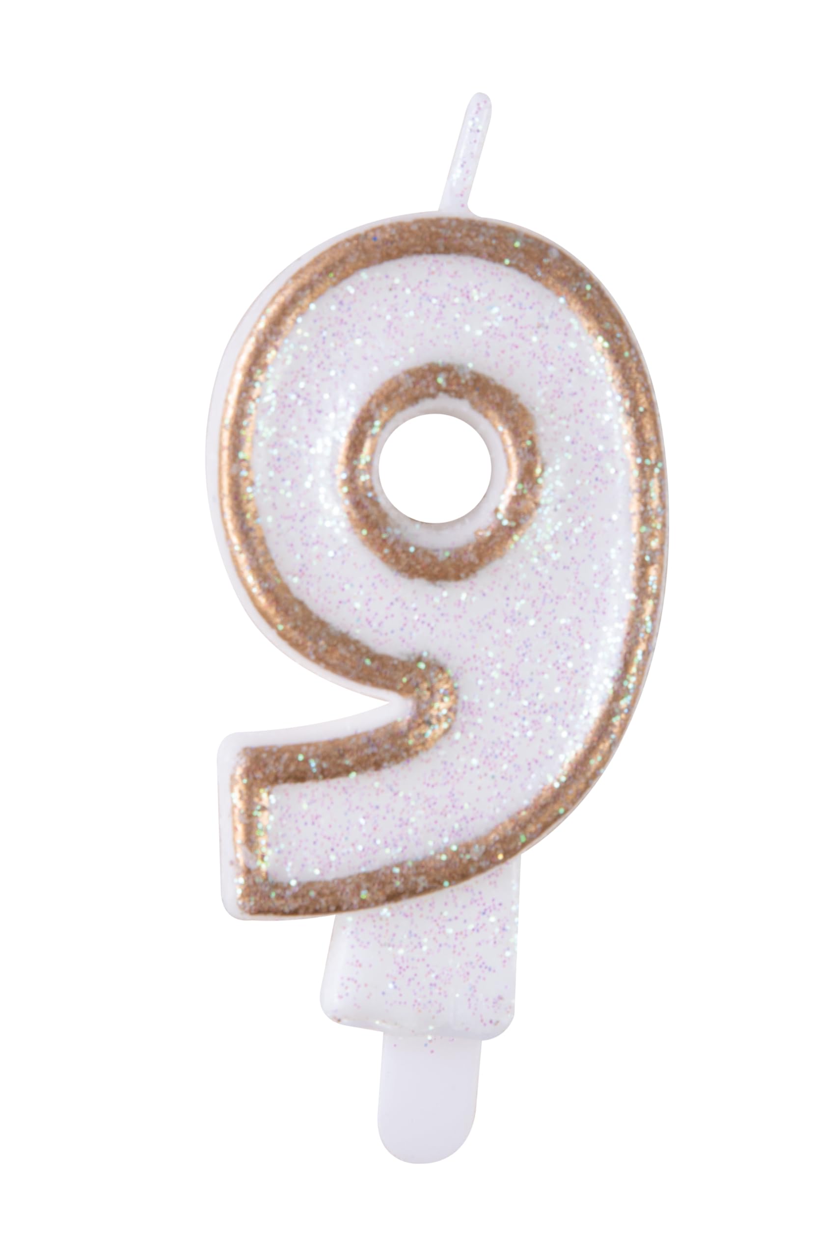 ptit-clown-geburtstagskerze-mit-pailletten-gold-zahl-9-kuchendeko image 1