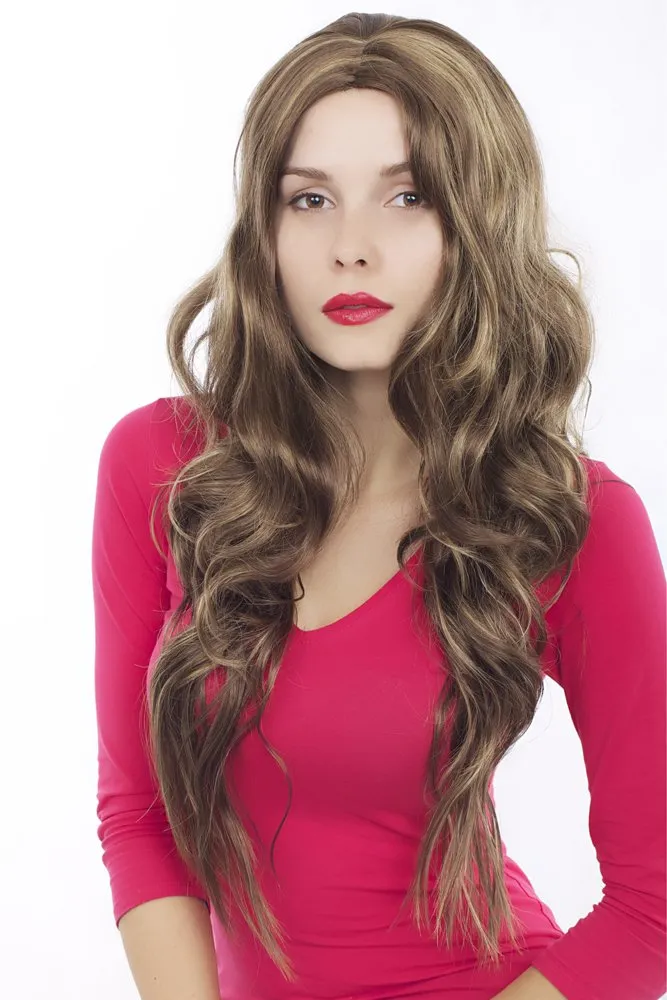 wig-me-up-gfw181-10h124-per-cke-lang-gewellt-braun-mit-blonden-str-hnen-75-cm image 1