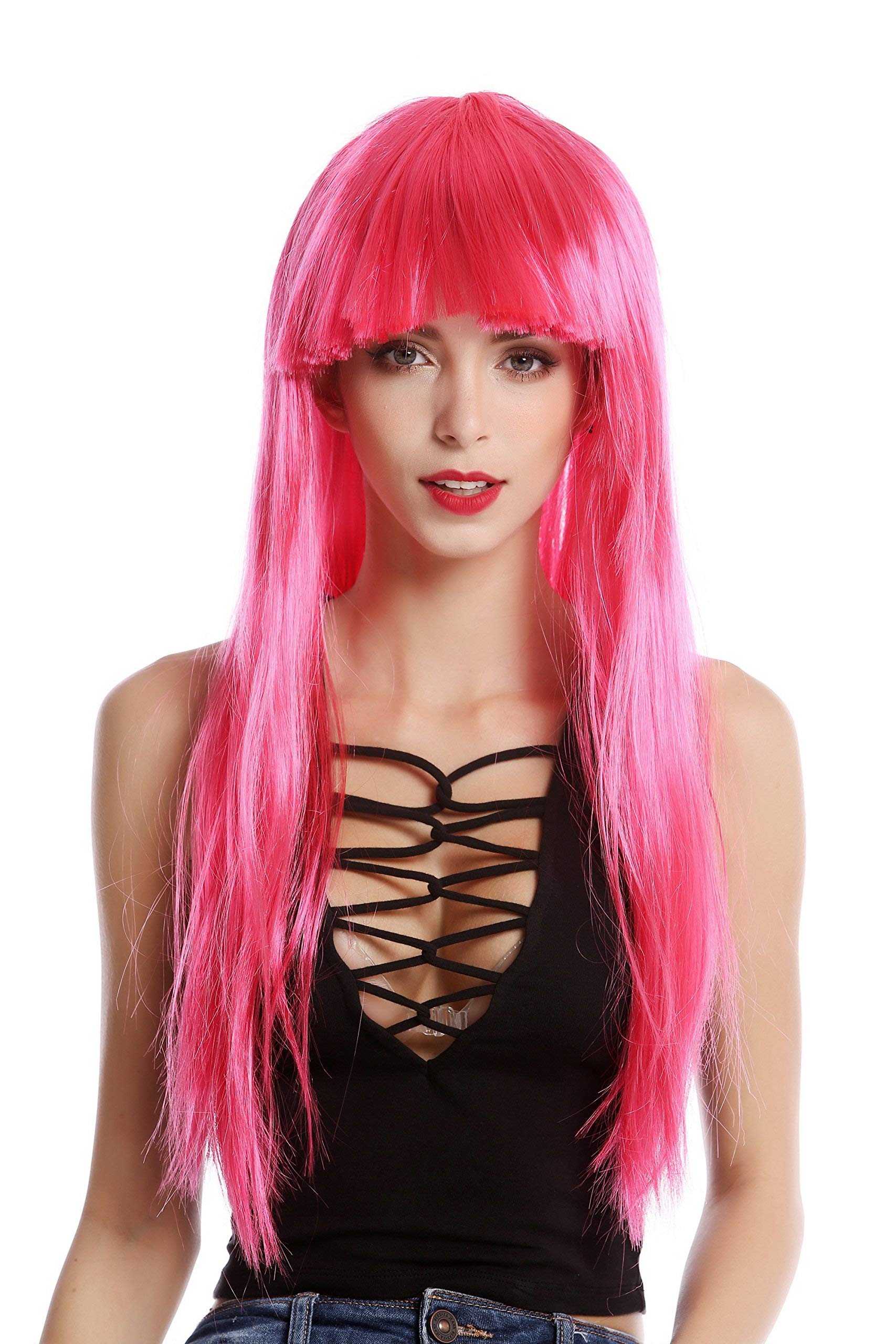 wig-me-up-1373-disco-per-cke-neonpink-lang-glatt-mit-pony-ca-60-cm image 2