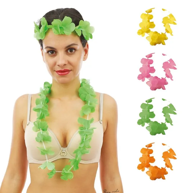 p-tit-clown-hawaii-kette-fluo-neon-blumenkette-zuf-llige-farbe image 1