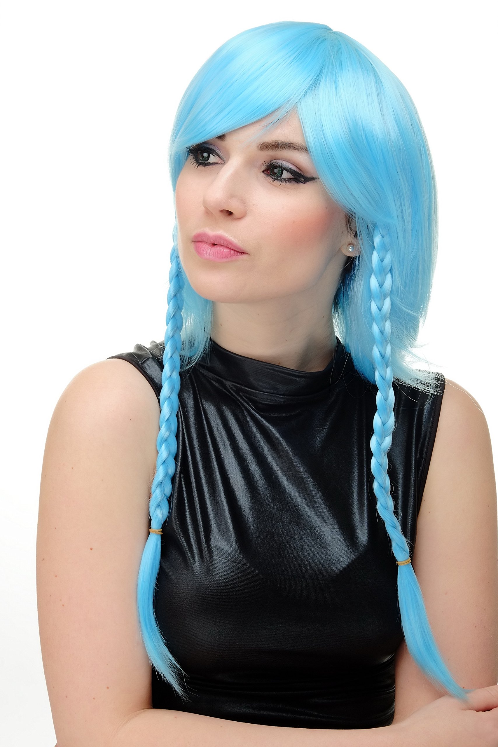 wig-me-up-yzf-7185-cosplay-per-cke-hellblau-kurz-mit-langen-geflochtenen-z-pfen image 1