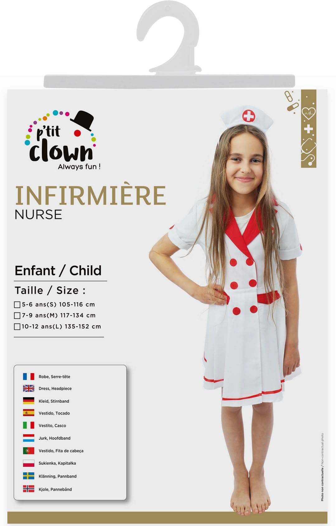 ptit-clown-krankenschwester-kost-m-m-dchen-kleid-haarreif image 5