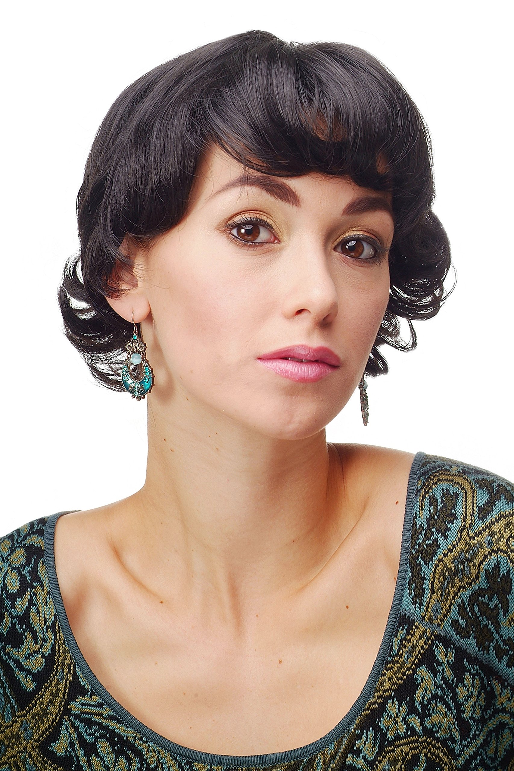 wig-me-up-damenper-cke-rk101-2-kurzhaar-wellig-schwarz-schwarzbraun-mit-pony image 1
