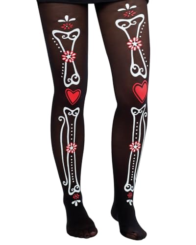 ptit-clown-skelett-strumpfhose-dia-de-los-muertos-damen-schwarz image 4