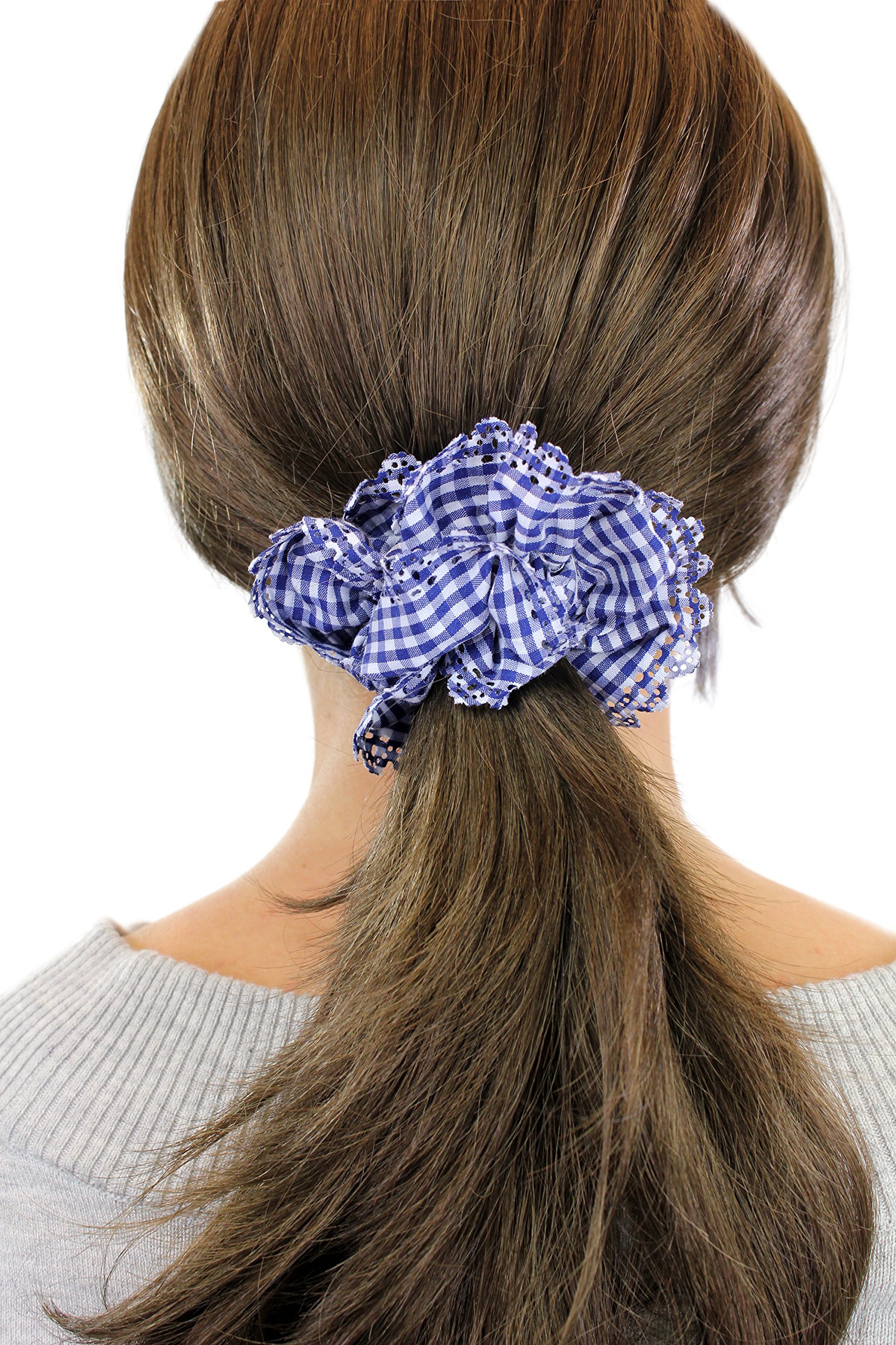 wig-me-up-z007-haarband-scrunchy-60ies-vintage-kariert-blau-wei-elastisch image 1