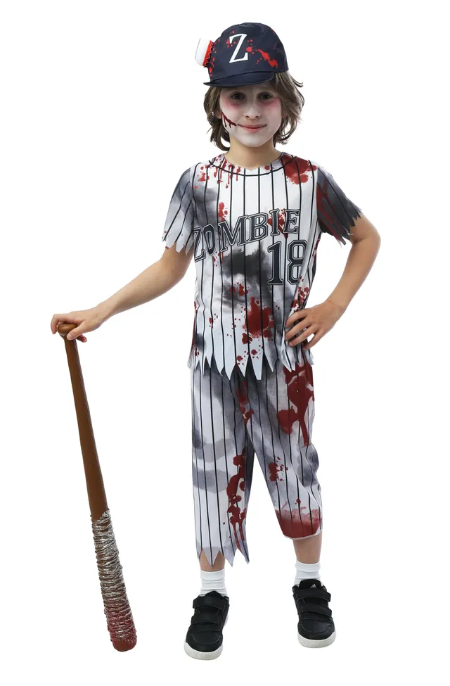 ptit-clown-zombie-baseballspieler-kost-m-kinder-mit-hut-oberteil-hose image 1